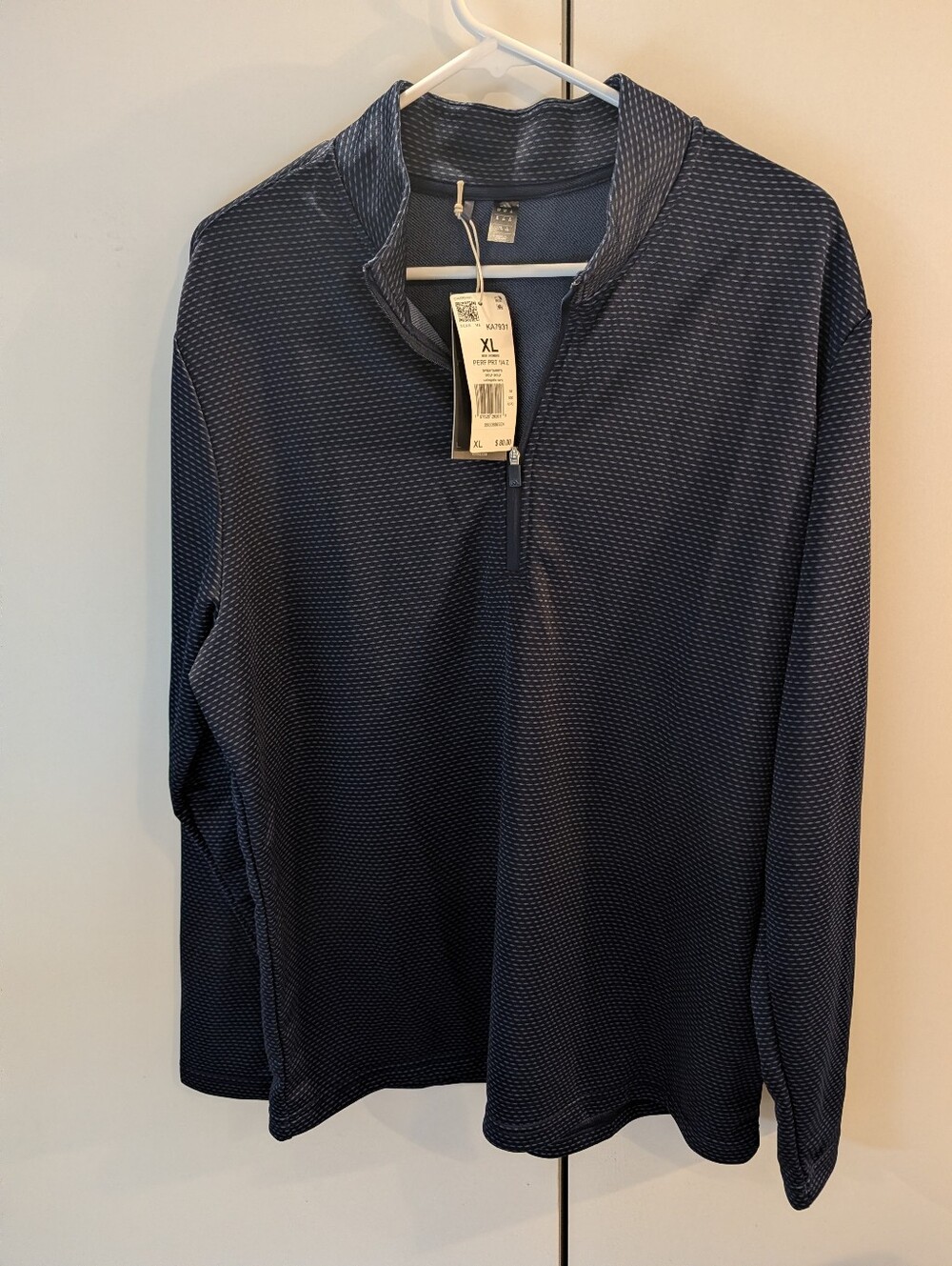 Adidas Men's XL Navy Print Quarter-Zip Performance Pullover NWT